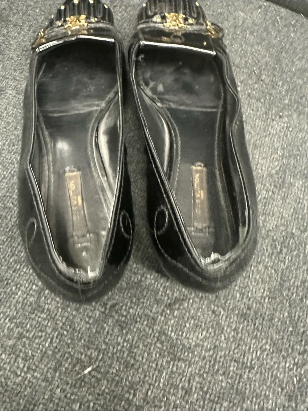 Louis Vuitton black leather patent ballet flats size 39 eu women’s 2006 archive